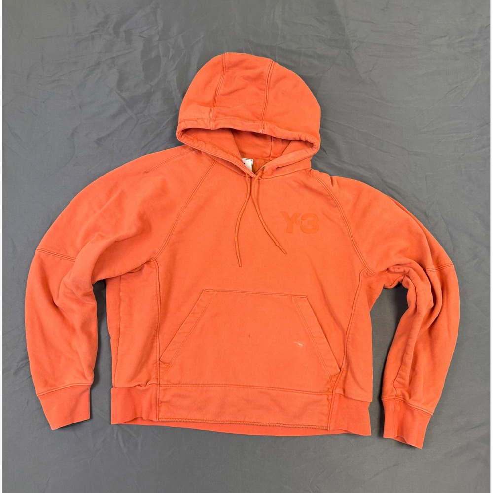 Distressed Y-3 Yohji Yamamoto Adidas Orange Logo Hoodie Women's‎ XS Streetwear